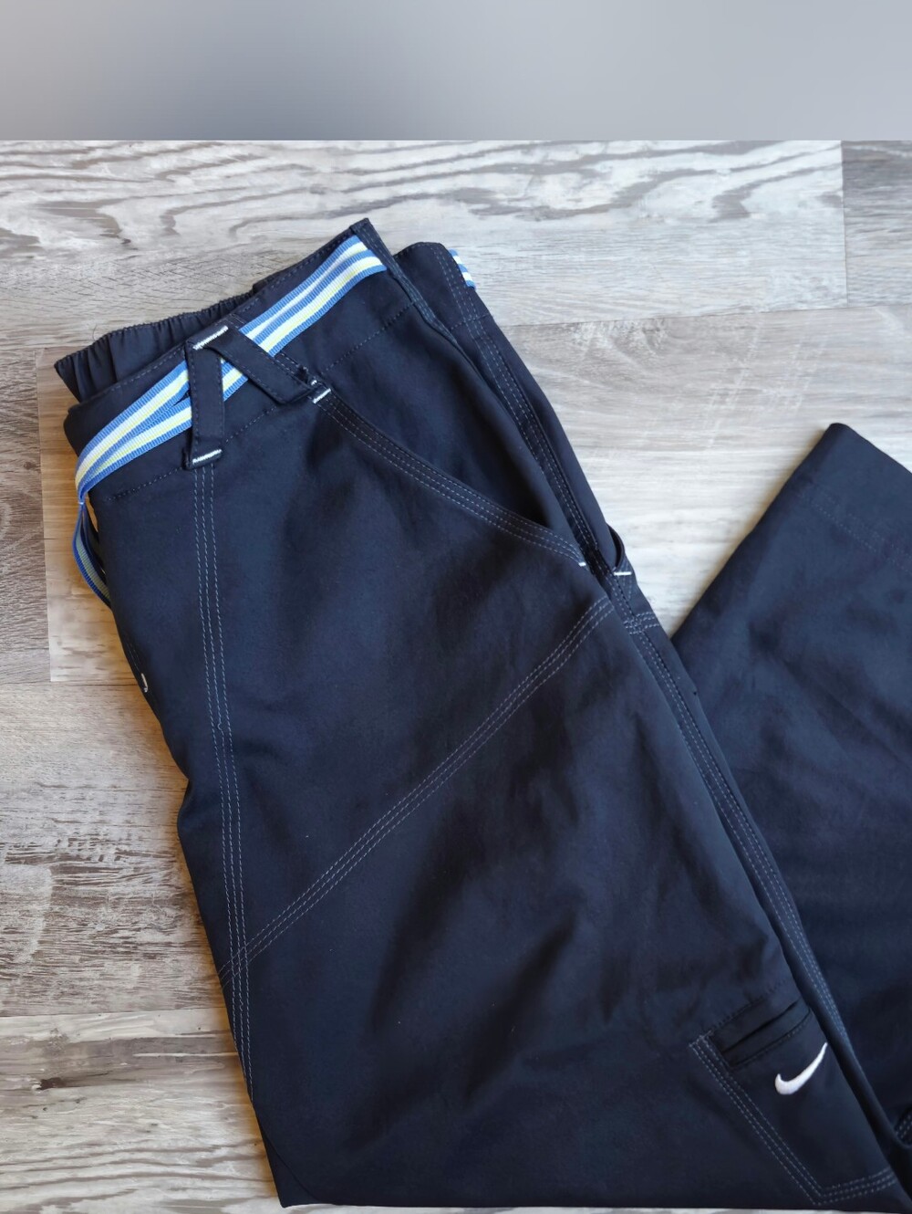 Nike Cargo Capri Pants Women's Small 4-6 Navy Roll Tab Utility Belt EUC